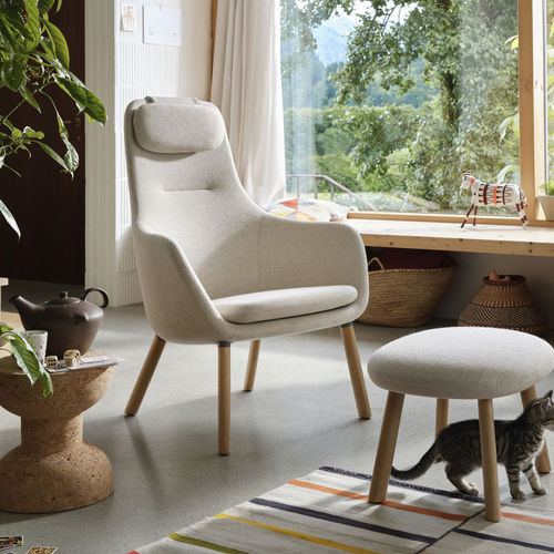 Moderner Sessel - HAL - vitra USA - Polyurethanschaum / Filz / Natureiche
