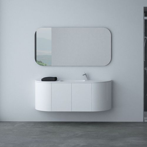 Wandhängender Waschtisch-Unterschrank - FLAT 140 - IKEBE DISEÑOS, S.L.L. - Mineralwerkstoff / modern / lackiert