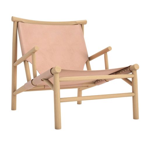 Sessel / skandinavisches Design - SAMURAI - NORR11 - Leder / Eiche / FSC-zertifiziert