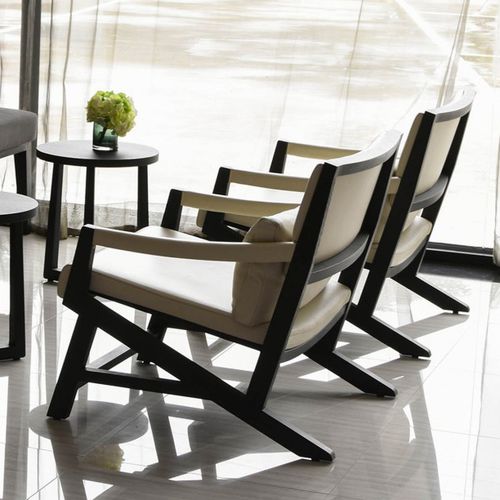 Moderner Sessel - CAVALLI : RÉF. 26406 - OVATION Paris - Stoff / Holz / weiß