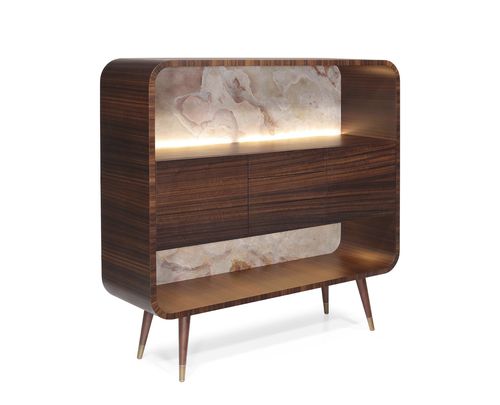 Hohes Sideboard - PR&Eacute;LUDE - OVATION Paris - modern / lackiertes Holz / hochglanzlackiertes Holz