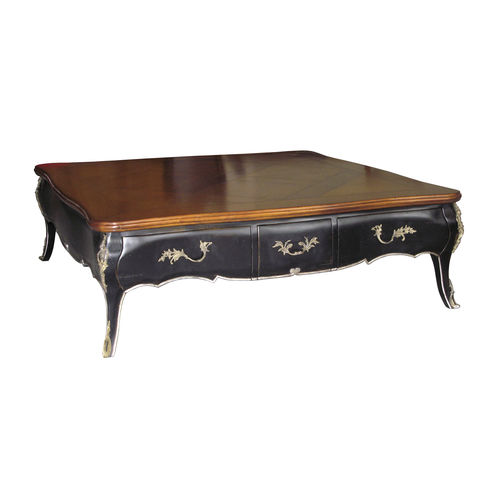 Couchtisch / Louis XV - TANCREDI : RÉF. 14224 - OVATION Paris - Holz / Gestell aus Bronze / quadratisch