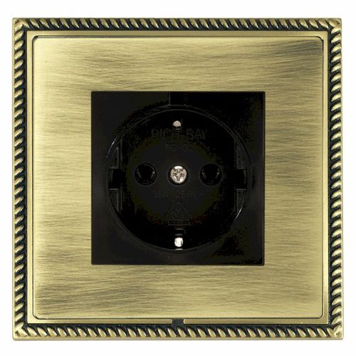 Doppelte Steckdose - Linea-Georgian CFX - Hamilton Litestat - wandmontiert / Unterputz / Messing