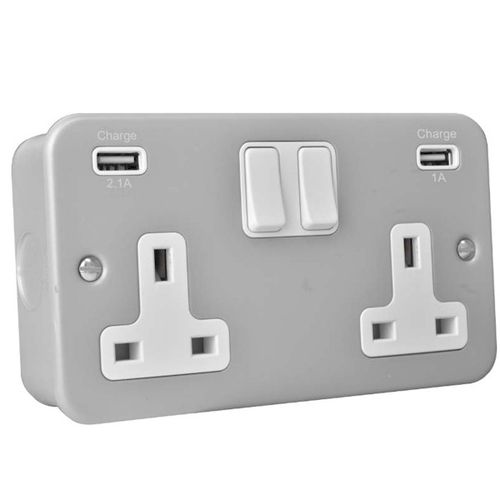 USB-Steckdose - Metalclad - Hamilton Litestat - doppelt / wandmontiert / Unterputz