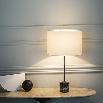Tischlampe - KILO TL NERO PORTORO - Kalmar Werkstaetten - Seide / Marmor / modern