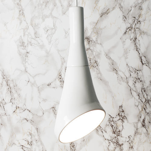 Hängelampe - WHITE NOISE_glossy white - neo - Keramik / minimalistisches Design / mit Kabel