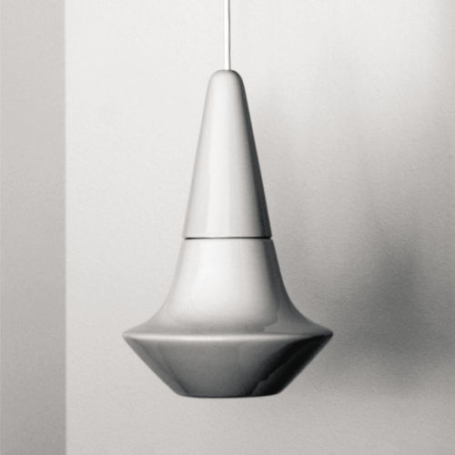 Hängelampe - SMALL LIGHT 1.0_glossy white - neo - Keramik / minimalistisches Design / mit Kabel