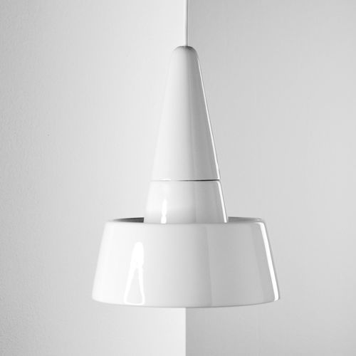 Hängelampe - SMALL LIGHT 2.0_glossy white - neo - Keramik / minimalistisches Design / mit Kabel