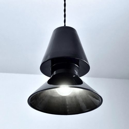 Hängelampe - TWIN 1.1_glossy black - neo - Keramik / minimalistisches Design / mit Kabel