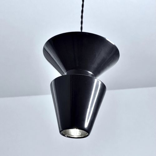 Hängelampe - TWIN 1.2_glossy black - neo - Keramik / minimalistisches Design / mit Kabel