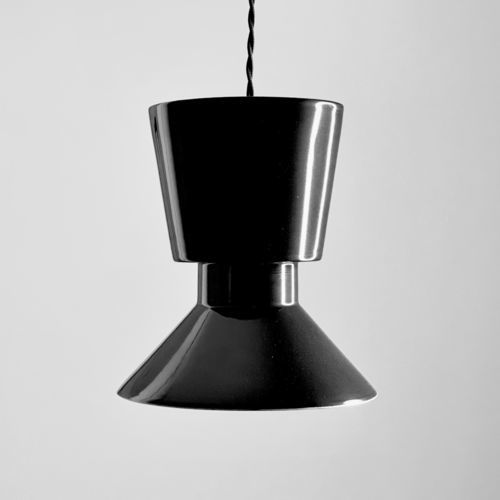 Hängelampe - TWIN 2.1_glossy black - neo - Keramik / minimalistisches Design / mit Kabel