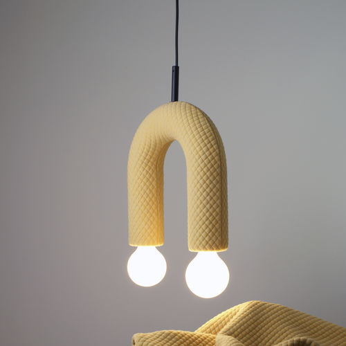 Hängelampe - DUO_mosaic 2_0422 - neo - Stoff / Keramik / minimalistisches Design