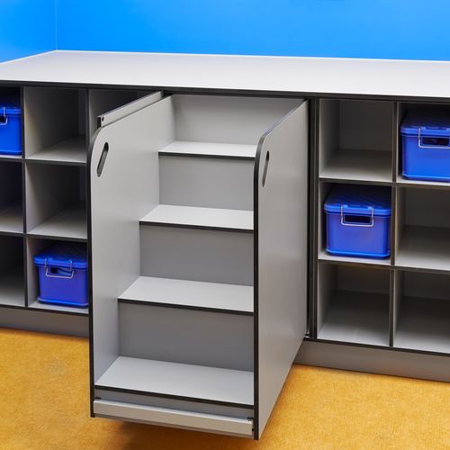 Melaminbeschichteter Wickeltisch - SVF30 KIGA - Schaefer-Trennwandsysteme - bodenstehend / für Gewerbegebrauch
