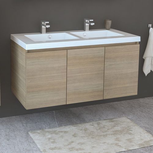 Einbauwaschbecken - C1 - ALKE - Keramik / mit integrierter Waschtischplatte / doppelt