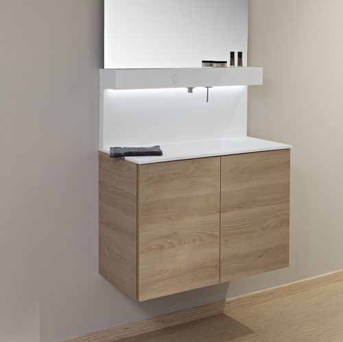 Wandhängender Waschtisch-Unterschrank - PRIVATE XXL - ALKE - Holz / modern / mit Spiegel