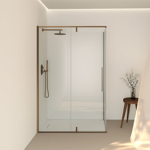 Einflügelige Duschwand - SLIM - SANYCCES - für Eckeinbau / Hartglas / maßgefertigt
