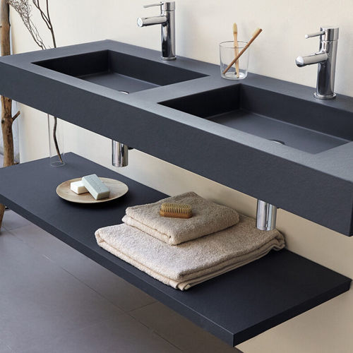 Doppelter Waschtisch-Unterschrank - CLEVER - SANYCCES - wandhängend / Mineralguss / modern