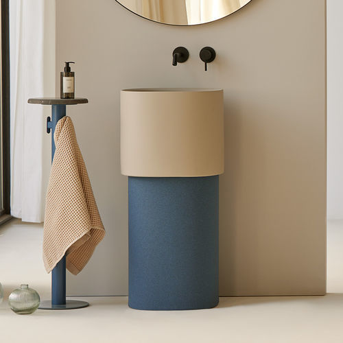 Design-Säulenfuß - OASIS EXENTO - SANYCCES - Eiche / Naturstein / Iroko