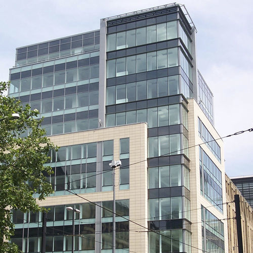 Vorhangfassade / freitragende Struktur - AA®100  - KAWNEER - aus Aluminium und Glas / Dekor / Spiegel