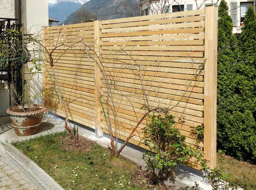 Platten-Sichtschutz - TAILOR - Braun Wuerfele - Lärche / Trenn