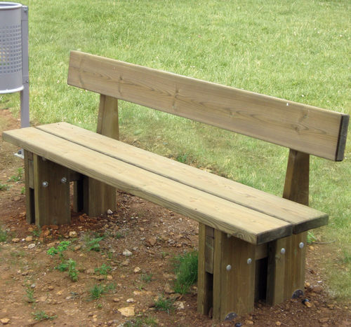 Klassische Gartenbank - 4151190 - Braun Wuerfele - Kiefer / mit Rückenlehne / ohne Armlehnen
