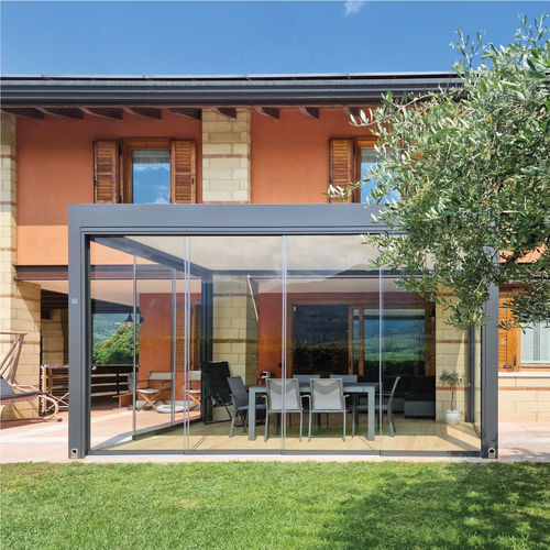 Selbsttragende Pergola - ECLETTICA - Giulio Barbieri S.r.l. - angebaut / Aluminium / extrudiertes Aluminium