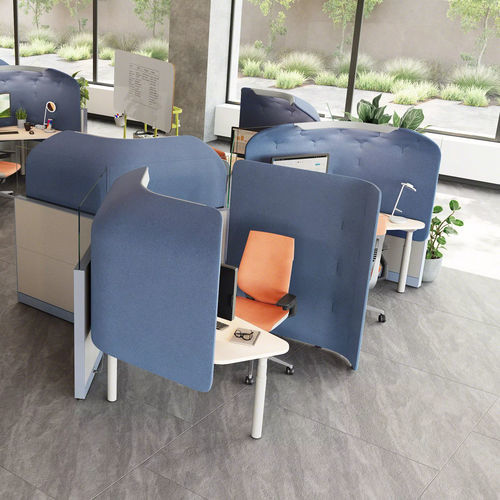 Selbsttragende Bürotrennwand - ANSWER - Steelcase EMEA - Stoff / Glas / Laminat
