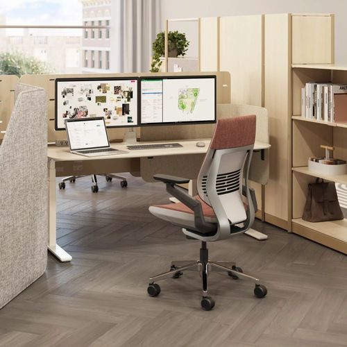 Höhenverstellbarer Schreibtisch - MIGRATION PRO - Steelcase - bodenstehend / modern / Metall