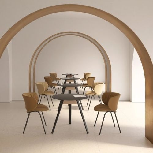 Moderner Bistrotisch - TRIVIO  - Steelcase - Stahl / lackiertes Holz / gebeiztes Holz