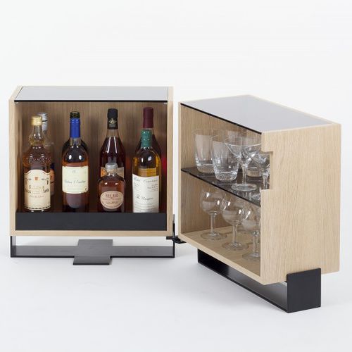 Moderner Minibarmöbel - MAYET - Alex de Rouvray Design - Eiche / Stahl / für Privatgebrauch
