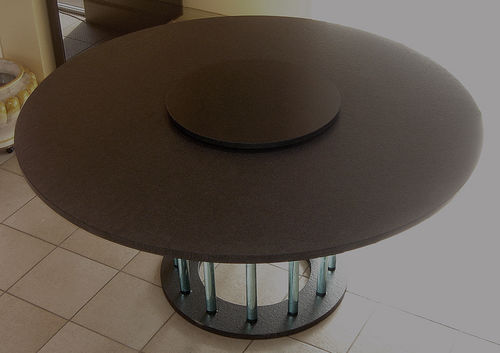 Moderner Tisch - LIGHTWEIGHT STONE : BLACK GRANITE - BROCATELLE - Marmor / Naturstein / rund