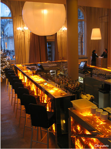 Holz-Empfangstheke - TRANSLUCENT MARBLE : YELLOW MARBLE - BROCATELLE - beleuchtet / für Bar