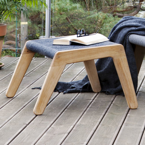 Moderner Fußschemel - 250 110 SKAGEN - OASIQ - Stoff / Teakholz / Kordel