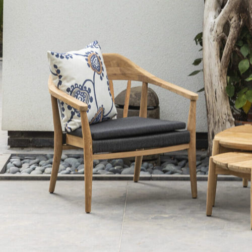 Moderner Sessel - 251 102 COPENHAGEN - OASIQ - Stoff / Teakholz / Kordel