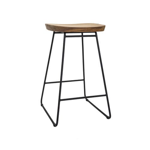Barhocker / skandinavisches Design - 260 103 BRYGGEN - OASIQ - Teakholz / Gestell aus Aluminium / mit Kufengestell