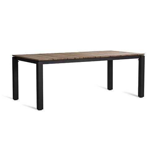 Moderner Esstisch - 600 100 MACHAR - OASIQ - Teakholz / Gestell aus Aluminium / rechteckig