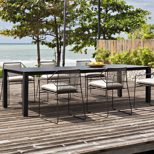 Moderner Esstisch - 600 111 MACHAR - OASIQ - Teakholz / Aluminium / HPL