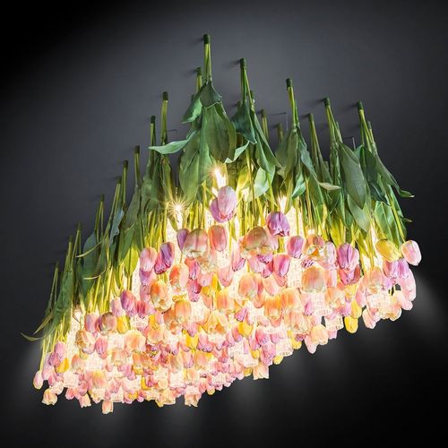 Kronleuchter / originelles Design - TULIP - VGnewtrend - aus lackiertem Stahl / Muranoglas / 6 Glühbirnen
