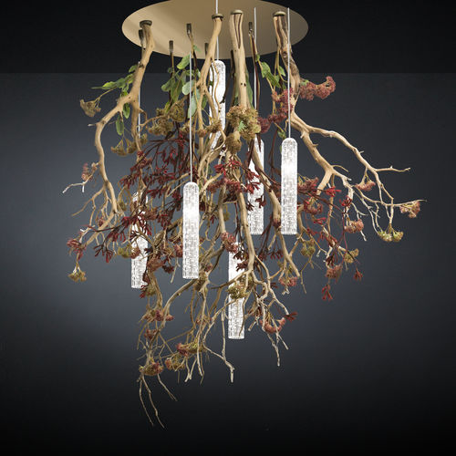 Kronleuchter / originelles Design - MANZANITA  - VGnewtrend - aus lackiertem Stahl / Holz / Muranoglas