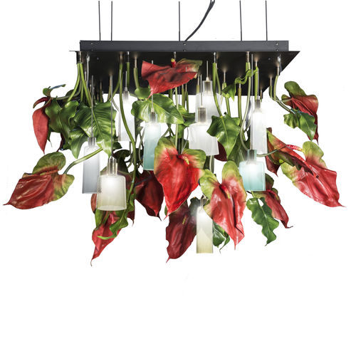 Kronleuchter / originelles Design - ANTHURIUM  - VGnewtrend - aus lackiertem Stahl / Muranoglas / für Gewerbegebrauch