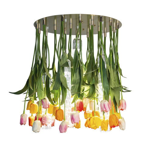 Kronleuchter / originelles Design - TULIP  - VGnewtrend - aus lackiertem Stahl / Muranoglas / 3 Glühbirnen