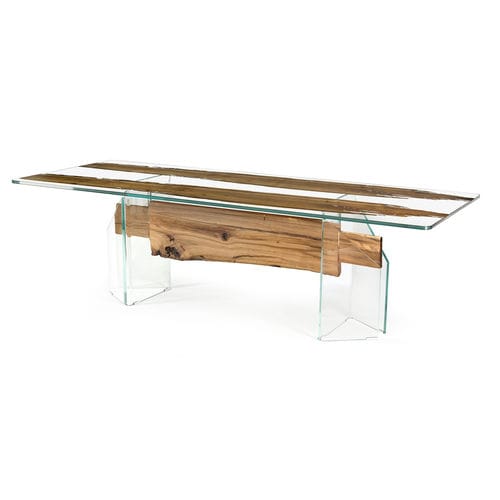 Moderner Tisch - VENEZIA - VGnewtrend - Holz / Hartglas / Gestell aus Hartglas