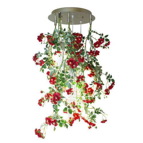 Kronleuchter / originelles Design - WILD RED ROSE - VGnewtrend - aus lackiertem Stahl / Muranoglas / 3 Glühbirnen