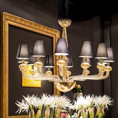 Moderner Kronleuchter - TORCELLO - VGnewtrend - Muranoglas / Stoff / 12 Glühbirnen