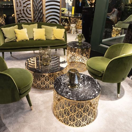 Moderner Couchtisch - CABARET - VGnewtrend - Marmor / Gestell aus verchromtem Metall / rund