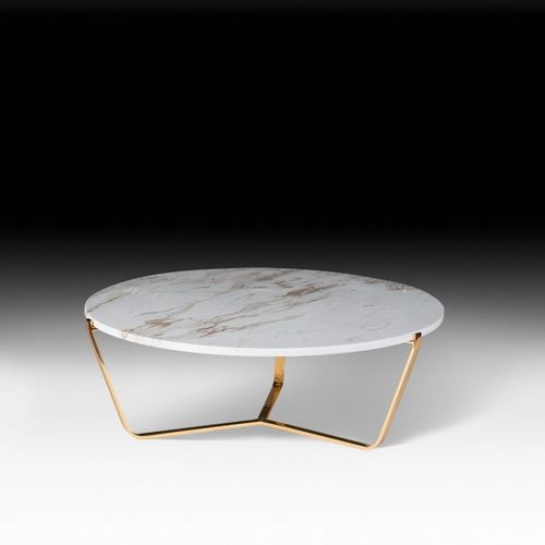 Moderner Couchtisch - DOLOMITI - VGnewtrend - Marmor / Gestell aus verchromtem Metall / rund