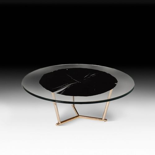 Moderner Couchtisch - CORVARA - VGnewtrend - Holz / Glas / Gestell aus verchromtem Metall