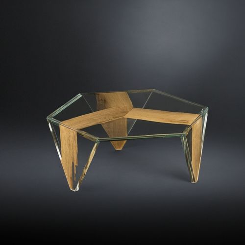 Moderner Couchtisch - RUCHE VENEZIA - VGnewtrend - Holz / Glas / Gestell aus Glas