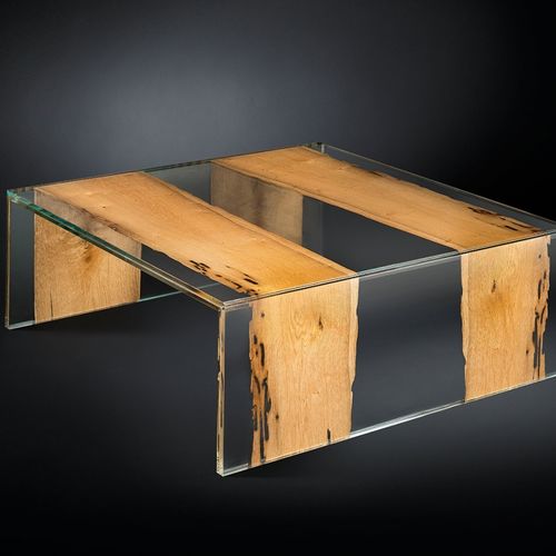 Moderner Couchtisch - VENEZIA - VGnewtrend - Holz / Glas / Gestell aus Glas