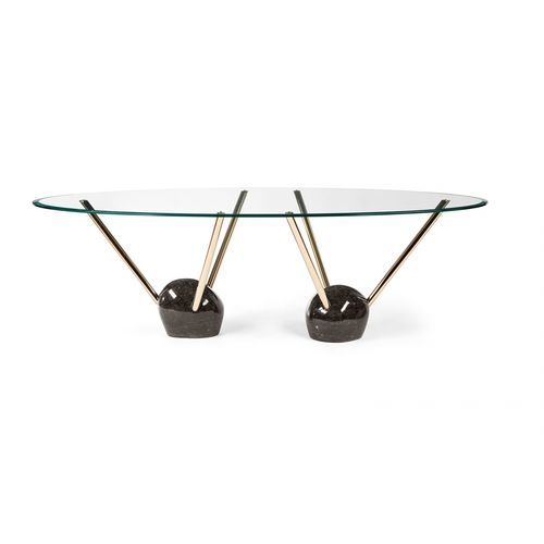 Moderner Tisch - RAYS - VGnewtrend - Hartglas / Gestell aus verchromtem Metall / Gestell aus Marmor